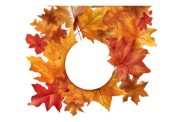 Autumn Leaves Border Isolated White Background — Stock Vector