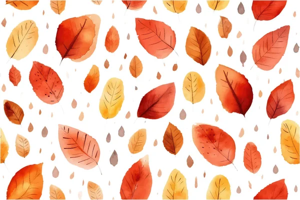 Akvarel Set Vektor Ilustrace Podzimních Listí Izolovat Bílém Pozadí — Stockový vektor