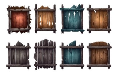 Beyaz arkaplanda izole edilmiş tahta cadılar bayramı telif uzayının vektör illüstrasyonunu ayarla.