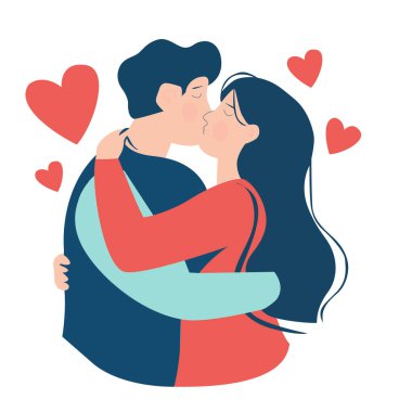 Bir erkek ve kadın birbirlerine sarılıp öpüşüyorlar. Görüntü sevginin ve sevginin bir göstergesidir.