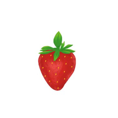 Illustration of a red strawberry on a white background 