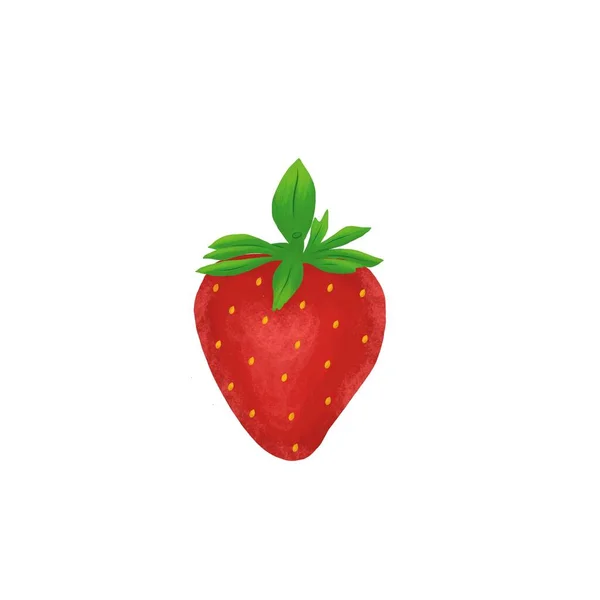Illustration of a red strawberry on a white background 