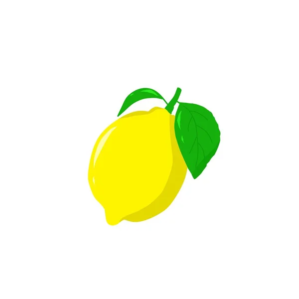 Ilustrasi Dari Lemon Kuning Dengan Daun Hijau - Stok Vektor