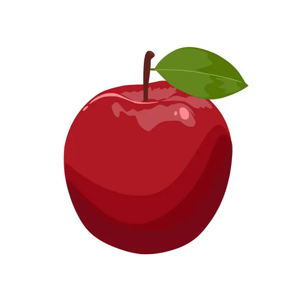 Yeşil yapraklı kırmızı bir elma tasviri 