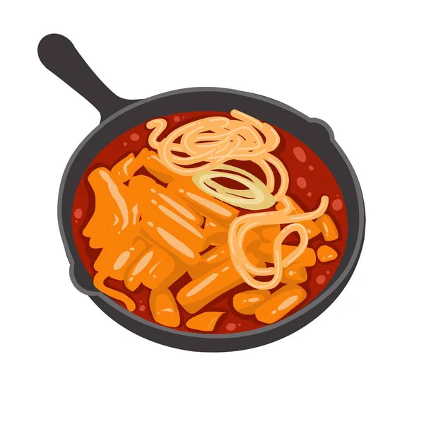 Tteobokki veya pirinç keki Kore sokak yemekleri karışık erişte 