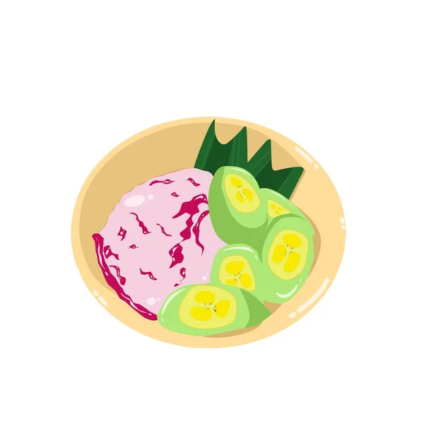 Yeşil muz vektör çizimi. Indodesia yemeği