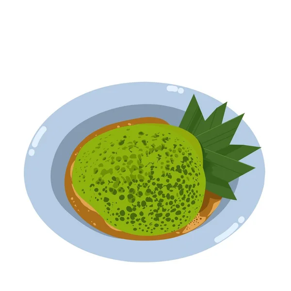 Hindistan cevizi sütü çorbası kreplerinin vektör çizimi, Serabi. Geleneksel Endonezya yemekleri. 