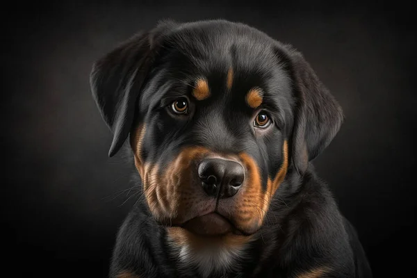 Powerful and Loyal Rottweiler Dog Image on Dark Background