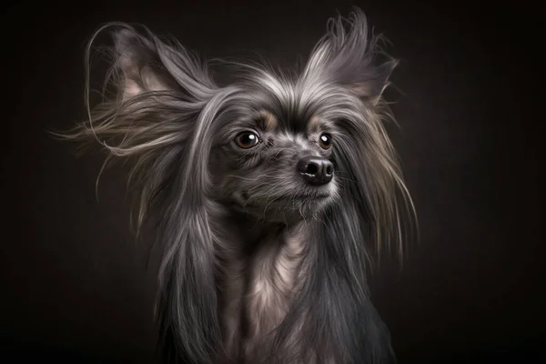 Stunning Chinese Crested Dog on a Dark Background - A Captivating Image for Dog Lovers