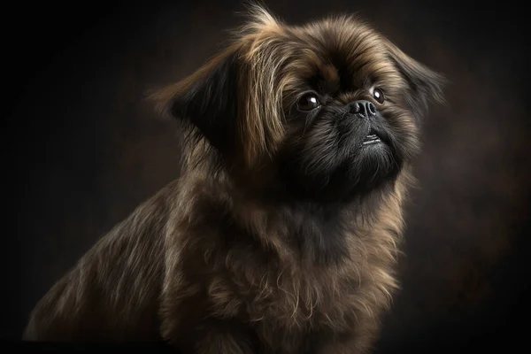 Majestic Griffon Dog on Dark Background - A Perfect Depiction of This Brave and Loyal Breed