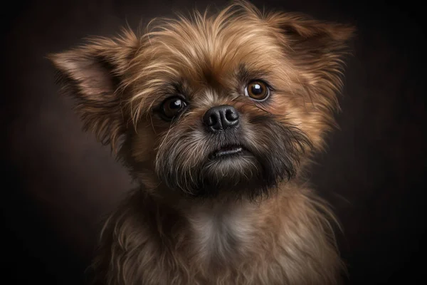 If you\'re looking for a stunning image that showcases the unique traits of the Griffon breed, then look no further. Our image of a Griffon dog on a dark background captures the regal and majestic nature of this breed, with its distinctive wiry coat a