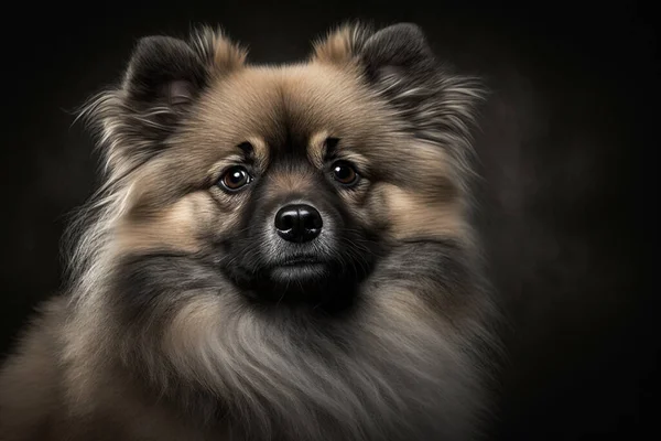 Stunning Keeshond Dog on Dark Background - Perfect for Your Website or Social Media