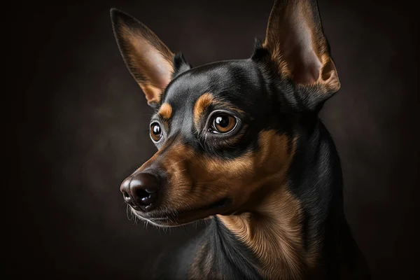 Majestic Pinscher Dog on a Dark Background: A Stunning Representation of the Breed\'s Bold and Loyal Traits