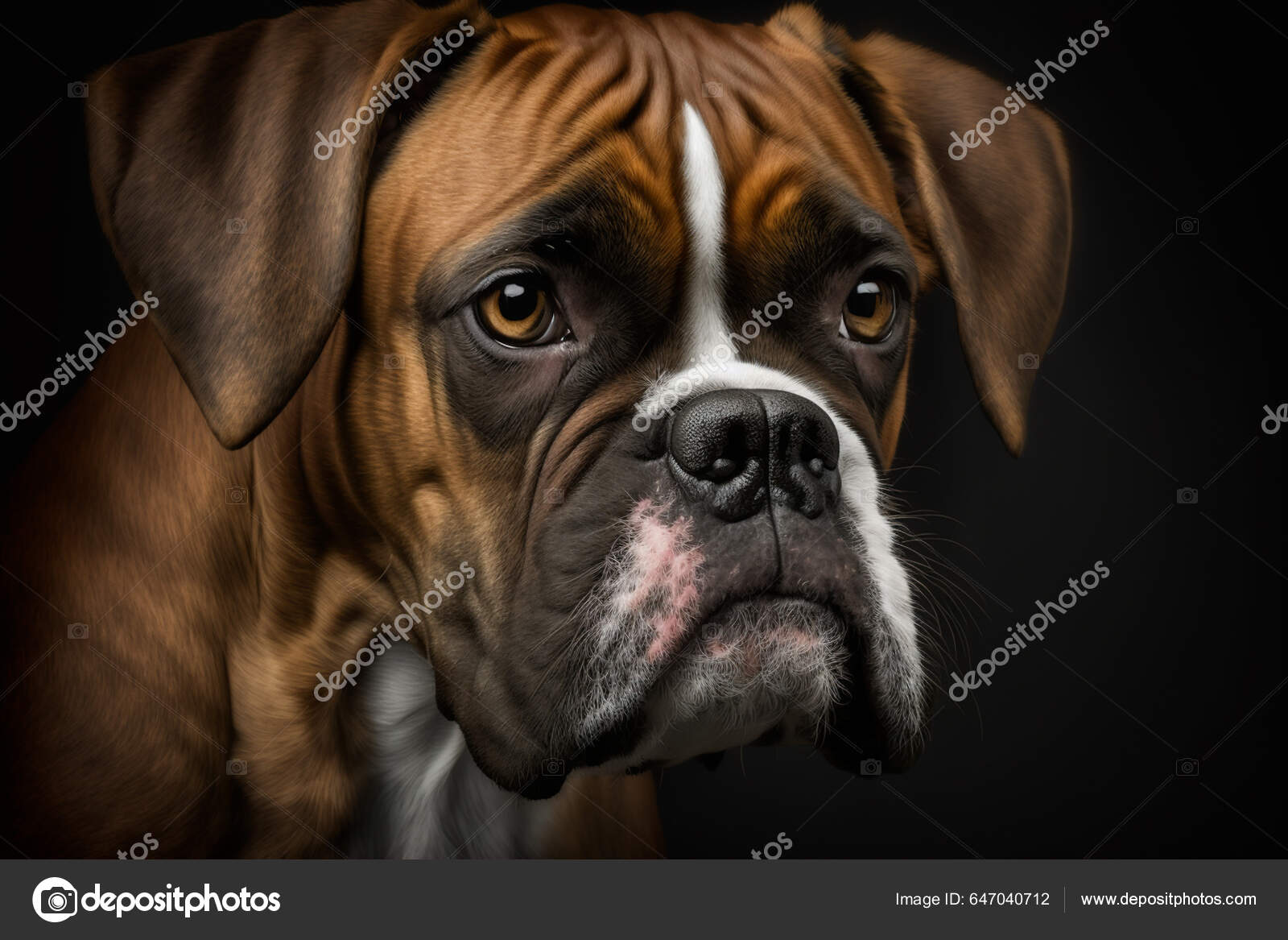 Stunning Image Boxer Dog Dark Background Perfectly Captures Essence Beloved Stock Photo by