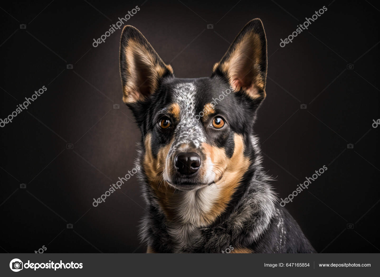 Australian Cattle Dog Loyal Hardy Breed Striking Dark Background Stock Photo by ©ThePixelCraft