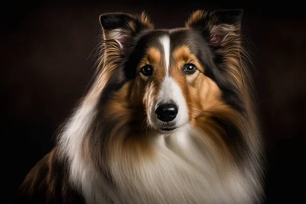Gorgeous Collie Dog on Dark Background: Showcasing the Intelligence, Loyalty, and Elegance of the Breed