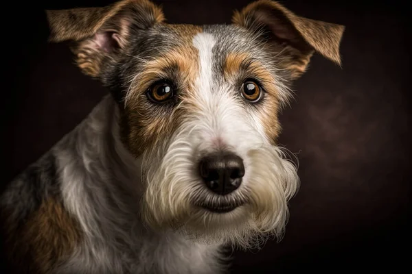 Adorable Fox Terrier on Dark Background: Capturing the Playful and Loyal Traits of the Breed