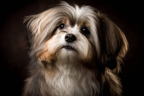 Captivating Havanese Dog on Dark Background: Discover the Playful and Affectionate Personality of this Breed