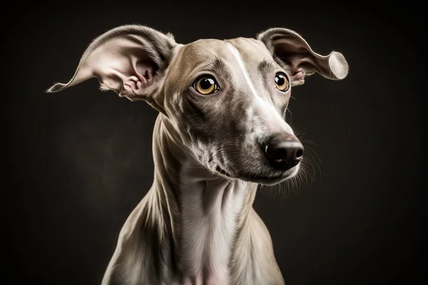 Graceful Whippet Dog on Dark Background - A Picture Perfect Representation of Speed and Elegance