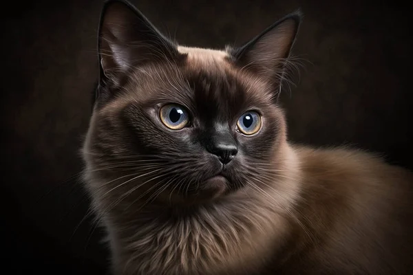 Stunning Burmese Cat Breed Image on a Dark Background - Showcasing Their Unique Personality