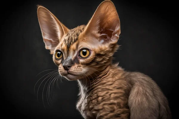 If you\'re a cat lover, you know that every breed has its unique personality traits. The Devon Rex breed is no exception - known for its playful, curious, and affectionate nature. Our stunning image captures the essence of this remarkable breed, set a