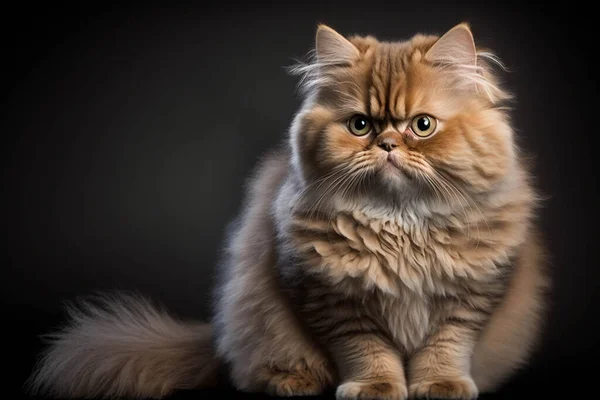 Magnificent Persian Breed Cat on a Mysterious Dark Background