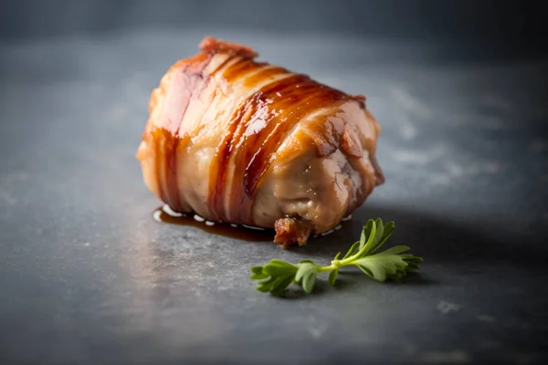 Delicious Keto Bacon Wrapped Chicken with Studio Lighting