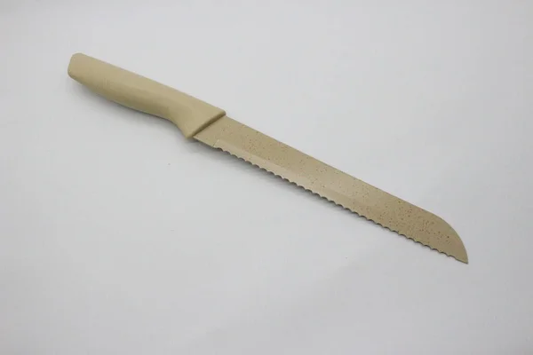 Длинный Нож Серого Цвета Белый Фон — стоковое фото
