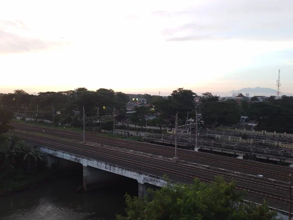 Indah Pemandangan Pagi Dari Kota Jakarta Matahari Terbit — Stok Foto