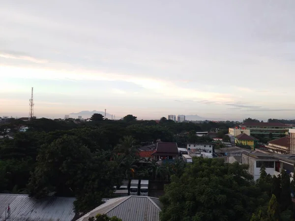 Krásný Ranní Pohled Město Jakarta Východ Slunce — Stock fotografie