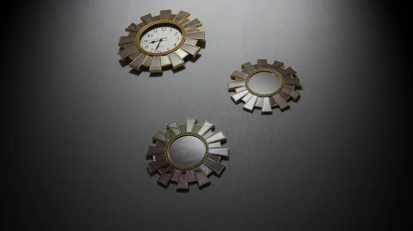 Gears Cogs Interior Room Wall Display Metal Gear Design Form — Stock Photo, Image