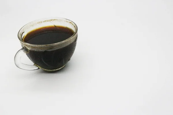 Black Coffee Served Clear Glass White Background — Stock Photo, Image