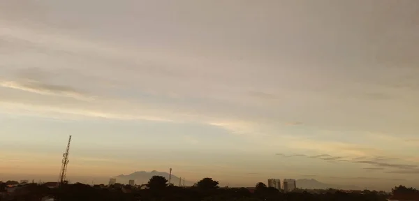 Gyönyörű Reggeli Kilátás Nyílik Város Jakarta Napkelte — Stock Fotó