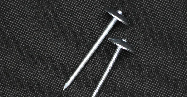 亜鉛またはアスベストスの釘 傘のような丸い頭を持つ鉄で作られています しばしばタックと呼ばれる — ストック写真