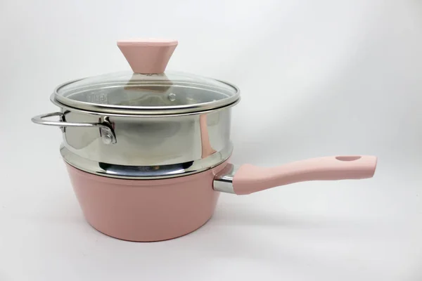きれいな蒸し鍋はピンク — ストック写真