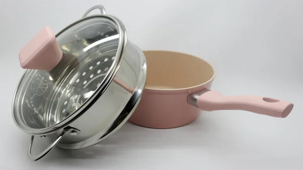 きれいなピンクの蒸し器鍋 — ストック写真