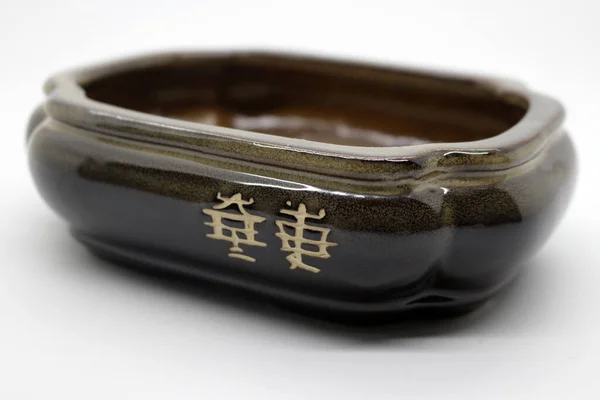 Zwarte Keramische Bonsai Plant Pot — Stockfoto