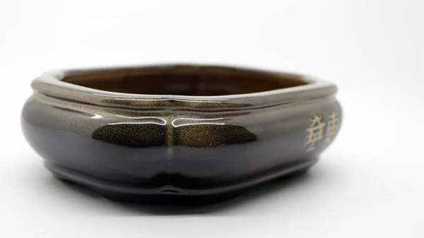 Pot Tanaman Bonsai Keramik Hitam — Stok Foto