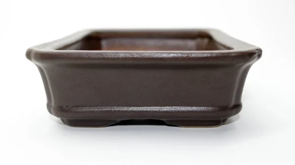 Dunkelbrauner Keramik Bonsai Pflanzentopf — Stockfoto
