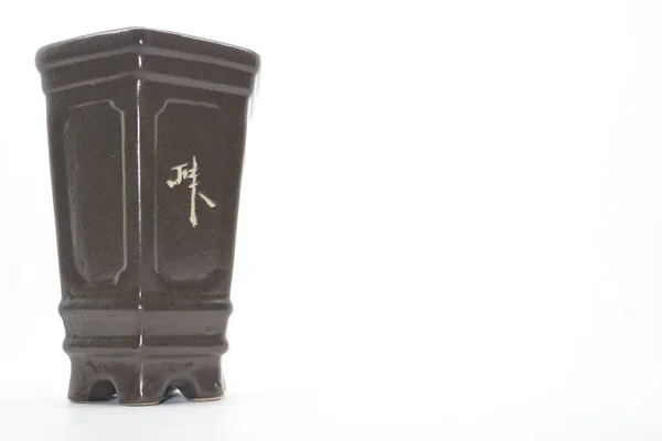 Dark Brown Ceramic Bonsai Plant Pot — Stock Photo, Image