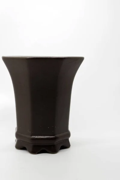 暗褐色のセラミック盆栽鉢 — ストック写真