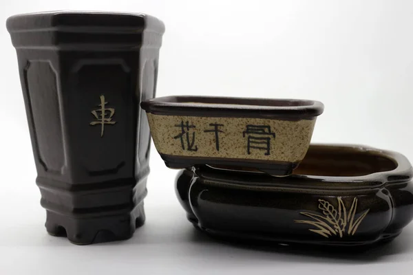 Seramik Bonsai Saksısı Koleksiyonu — Stok fotoğraf