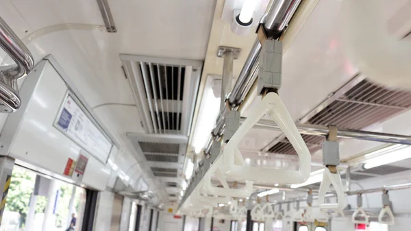 White Hand Straps Passengers Train — Stock Photo, Image