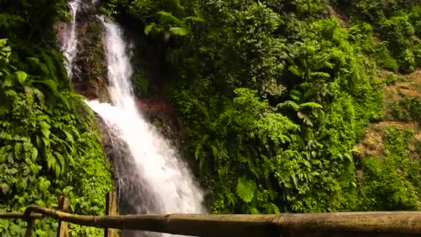 Вид Водоспад Камінням Чистою Водою Цей Водоспад Відчувається Посеред Лісу — стокове відео