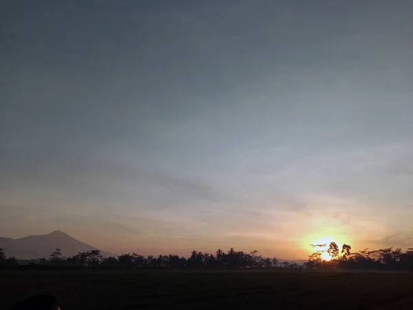 Blick Auf Reisfelder Und Berge Morgen — Stockfoto