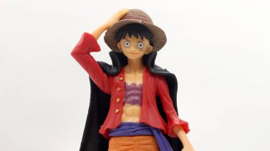 Maymun D. Luffy figürlü aktör, beyaz arkaplan..