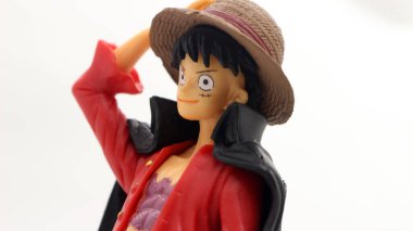 Maymun D. Luffy figürlü aktör, beyaz arkaplan..