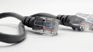 Siyah ağ kablosu beyaz arkaplanda izole edildi