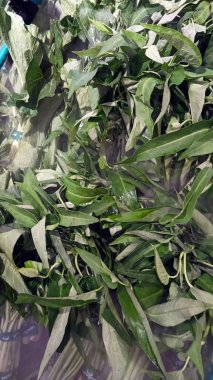 Süpermarkette bağlanmış çeşitli sebzeler.