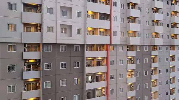 stock image View of an apartment with many windows in Semarang from the outside